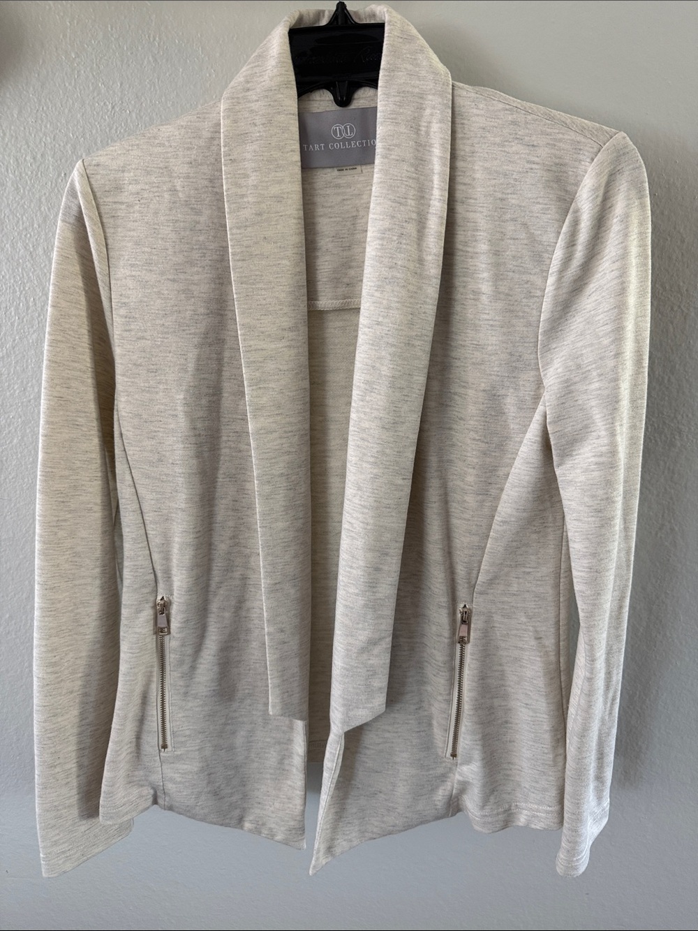 Tart Collections Soft Cream Open-Front Draped Cardigan